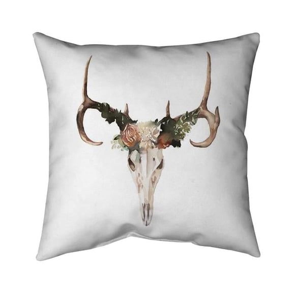 26 x 26 in. Deer Skull with Roses-Double Sided Print Indoor Pillow