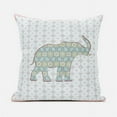 thumbnail image 1 of 26 x 26 in. Elephant Silhouette Duo Broadcloth Indoor & Outdoor Blown & Closed Pillow - White, Pink & Green, 1 of 1