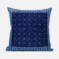 thumbnail image 1 of 26 x 26 in. Floral Swirl Broadcloth Indoor & Outdoor Blown & Closed Pillow - Blue & White, 1 of 1