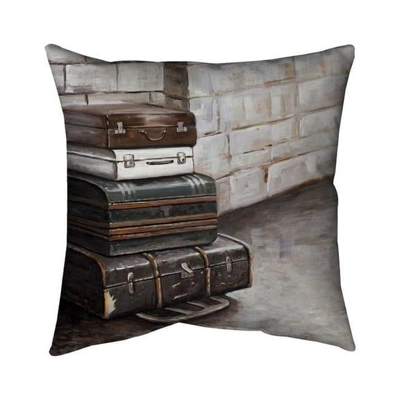 26 x 26 in. Four Old Traveling Suitcases-Double Sided Print Indoor Pillow