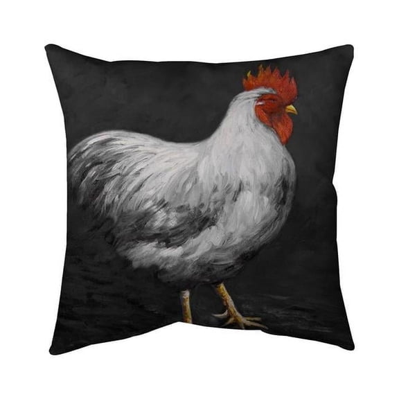26 x 26 in. Grey Rooster 2-Double Sided Print Indoor Pillow