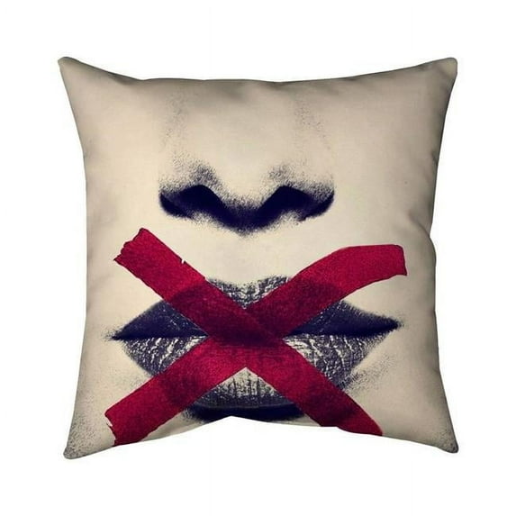 26 x 26 in. Greyscale Lips with A Red X-Double Sided Print Indoor Pillow Cover