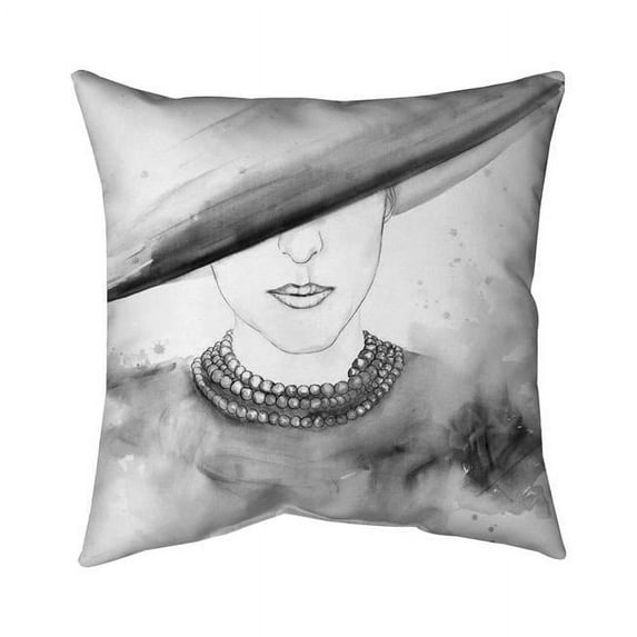 26 x 26 in. Mysterious Lady with A Hat-Double Sided Print Indoor Pillow