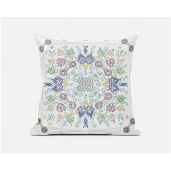 26 x 26 in. Paisley Leaf Geo Broadcloth Indoor & Outdoor Zippered Pillow - Multi Color