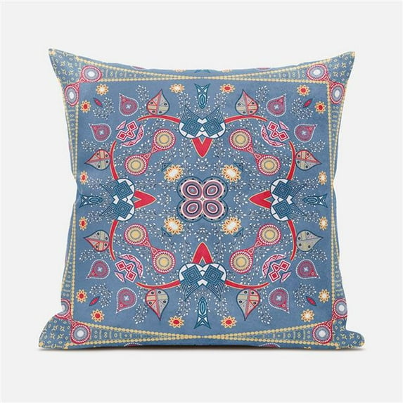 26 x 26 in. Paisley Leaf Geo Duo Broadcloth Indoor & Outdoor Blown & Closed Pillow - Multi Color