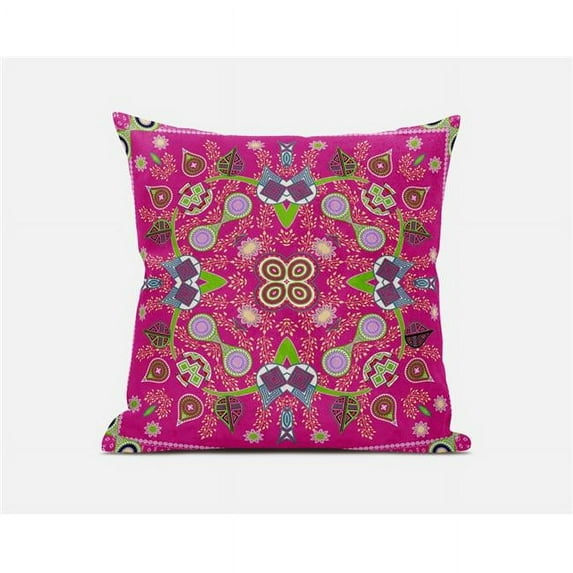 26 x 26 in. Paisley Pattern Square Broadcloth Indoor & Outdoor Zippered Pillow - Hot Pink