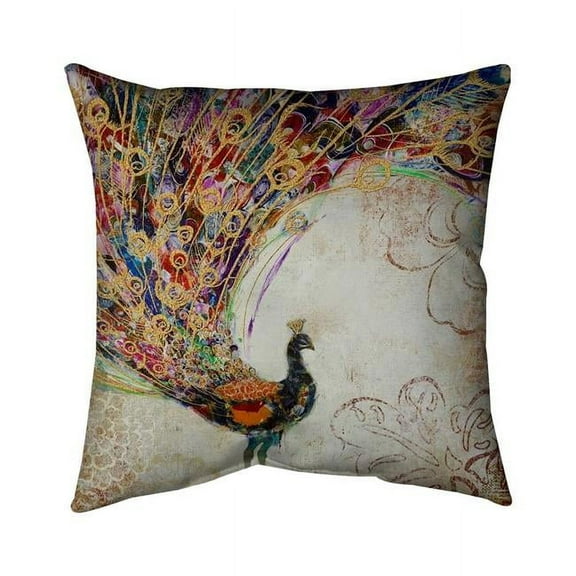 26 x 26 in. Peacock with Gold Feathers-Double Sided Print Indoor Pillow