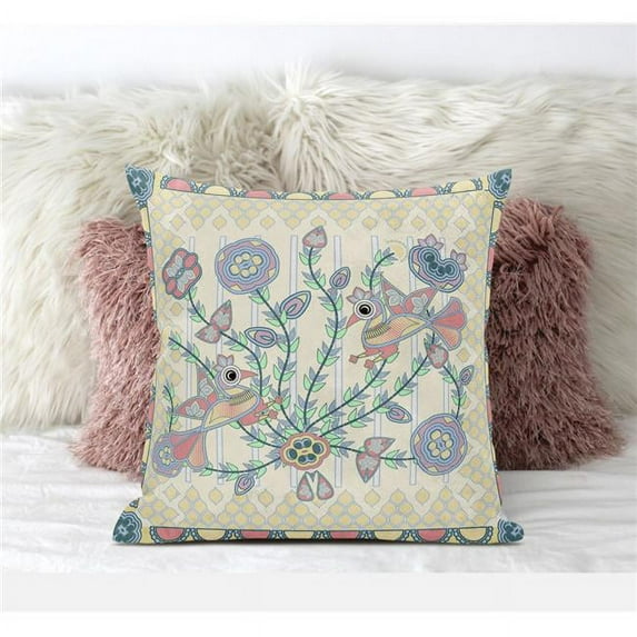 26 x 26 in. Pond Peacock Broadcloth Indoor & Outdoor Blown & Closed Pillow - Multi Color