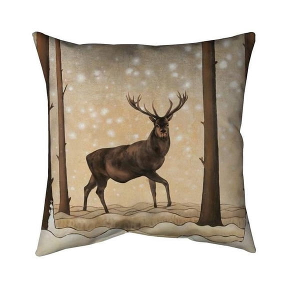 26 x 26 in. Roe Deer In A Winter Landscape-Double Sided Print Indoor Pillow
