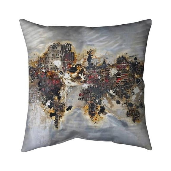 26 x 26 in. Texturized World Map with Typography-Double Sided Print Indoor Pillow