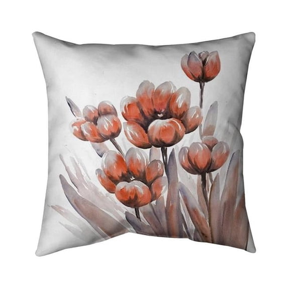 26 x 26 in. Watercolor Red Flowers-Double Sided Print Indoor Pillow