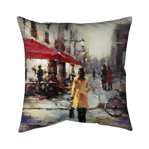 26 x 26 in. Woman Walking In Paris-Double Sided Print Indoor Pillow