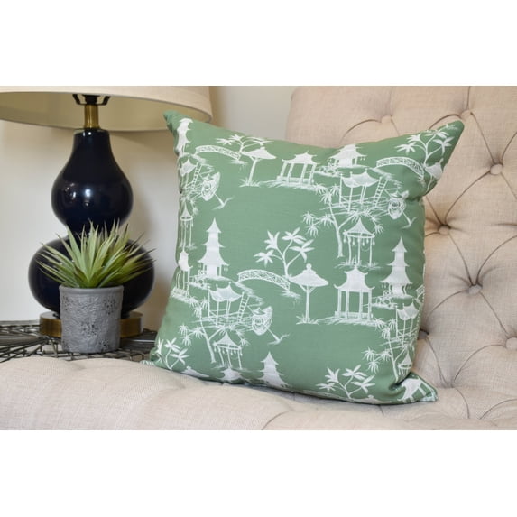 26 x 26 inch, Chinapezka Floral Print Pillow, Green