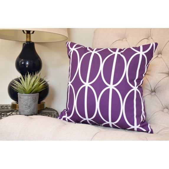 26 x 26 inch, Ovals Go 'Round Geometric Print Pillow, Purple