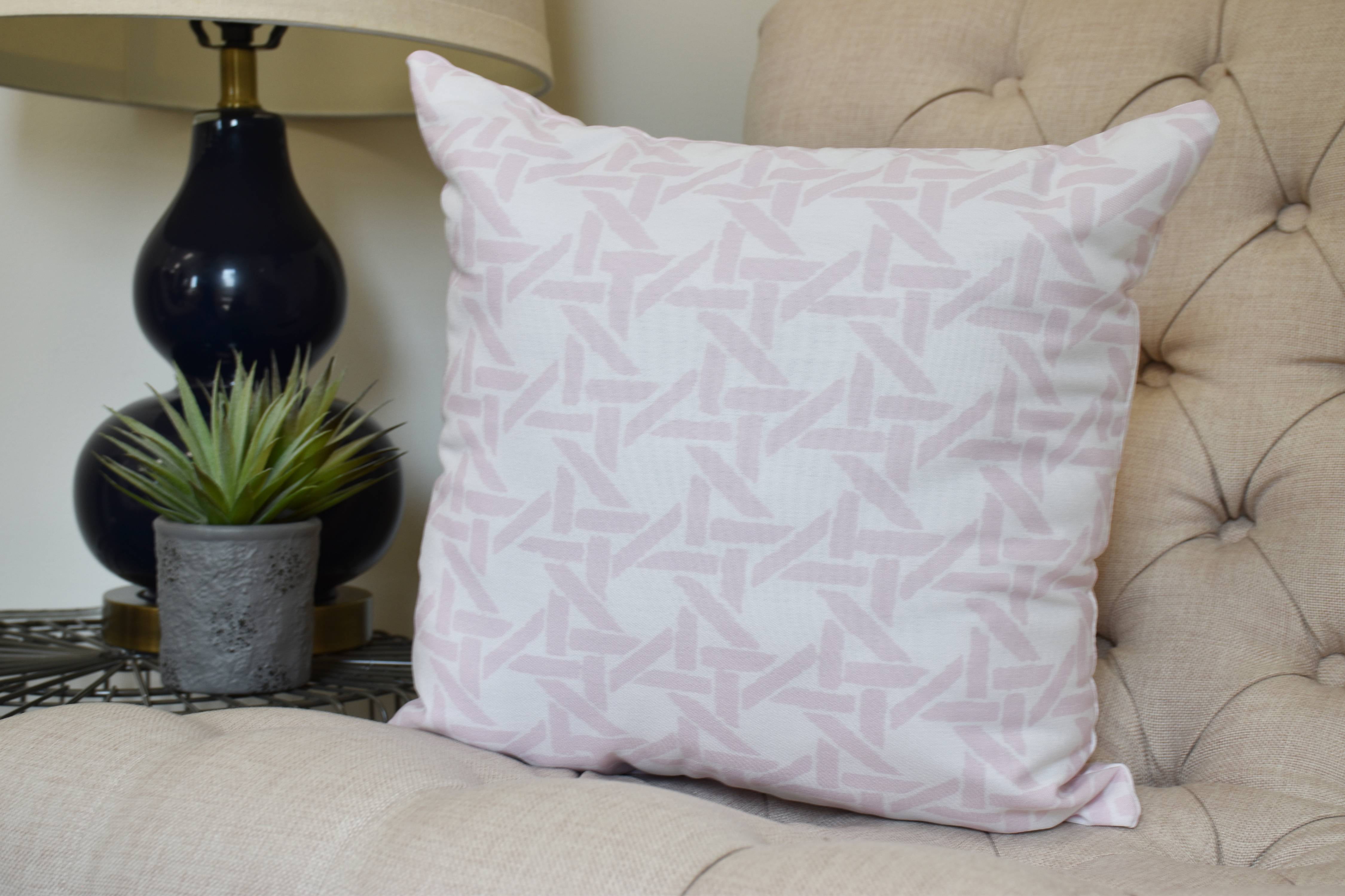26 x 26 inch, Rattan Geometric Geometric Print Pillow, Pink