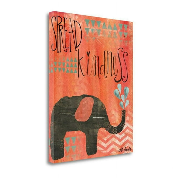 26" x 32" Kindness Elephant By Katie Doucette Print on Canvas Fabric Multi-Color