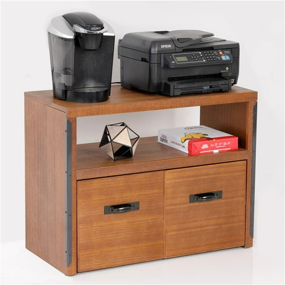 26 x 33.5 x 16.5 in. OS Home & Office Furniture Industrial Collection Machine Stand with Two Large File Drawers, Hewn Pallet