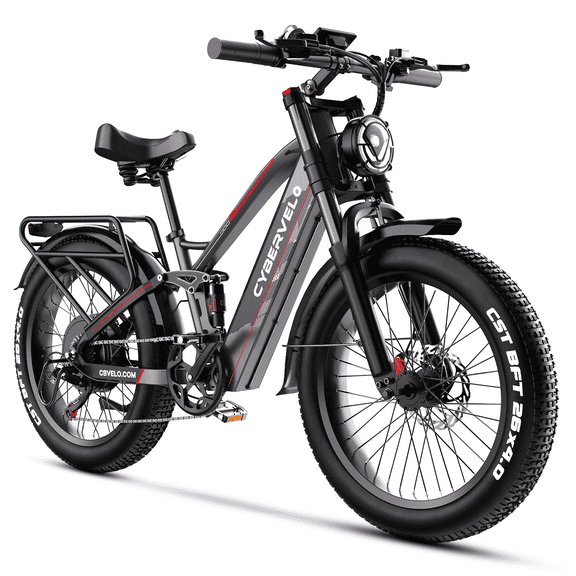 26"x 4" Electric Bike,2000W Peak Motor,60V 50AH Removable Battery,Full Suspension Fat Tire E-Bike,Rear Rack, UL 2849