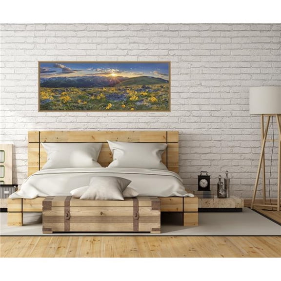 26 x 62 in. Colorado Sunflower Sunset Framed Canvas Art