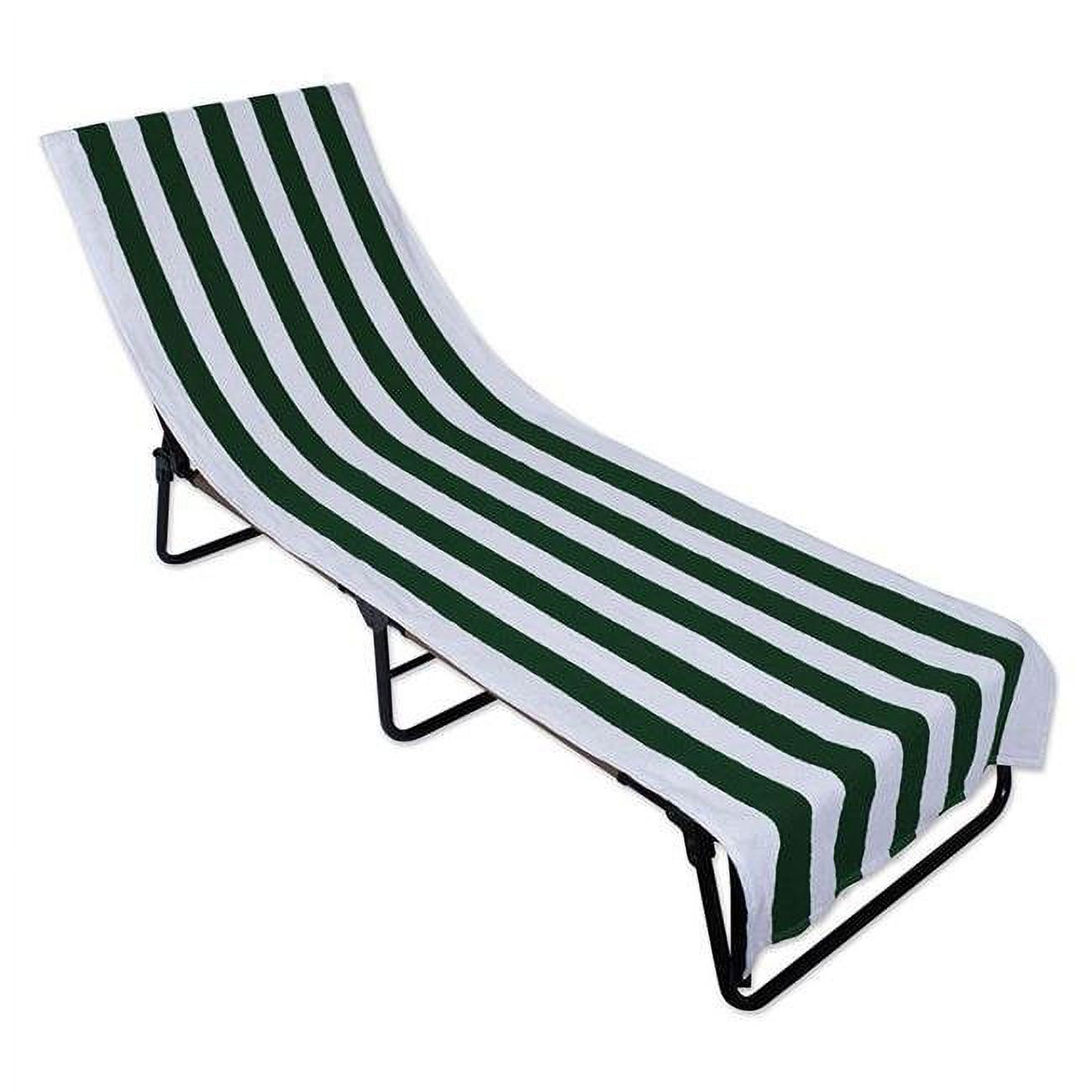 26 x 82 in. Hunter Green Stripe Lounge Chair Beach Towel With Top Fitted Pocket - image 1 of 1