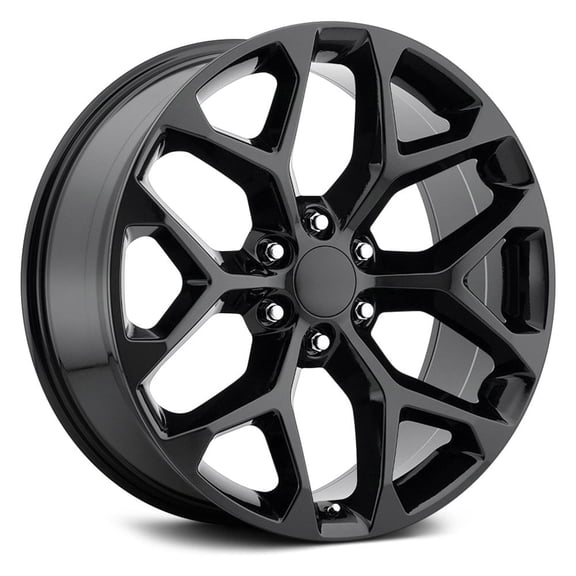 26"x10" for Chevrolet Truck Snowflake Replica Wheels FR 59 Gloss Black (26" x 10", +24 Offset, 6x139.7 Bolt Pattern, 78.1mm Hub)