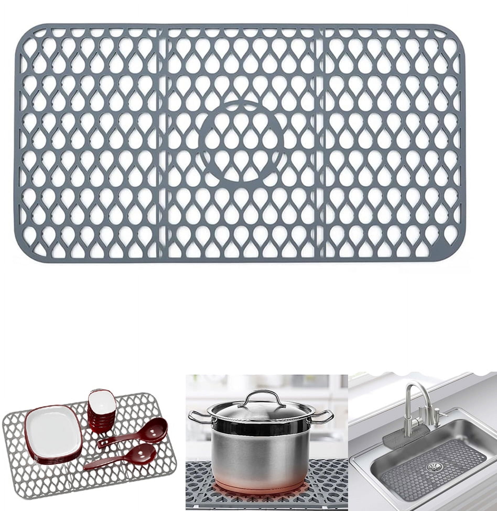 26''x13.8'' Silicone Sink Mat for Kitchen Sink,Collapsible Nonslip