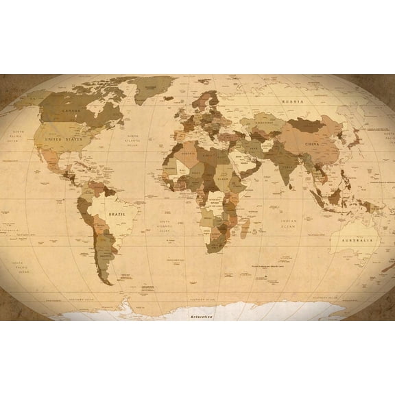 26"x16" Heavyweight Photo Paper Quality Poster: World Map Parchment - outdated, 2006 map Realized yesterday that for a well travelled, educated, upper middle-class rich kid my un
