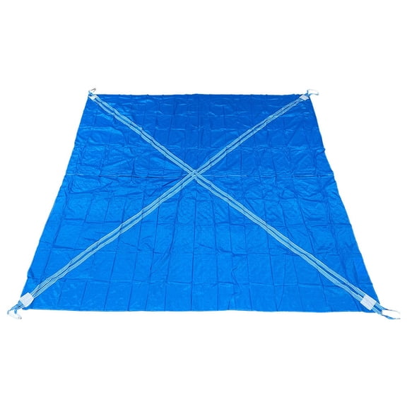 26'x26' 16Oz Debris Lifting Tarp w/4 Lifting Loops 30,800lbs WLL Polyethylene Weather-Resistant Reinforced Double Cross-Strap Webbing, Dirt from Construction Site - Blue