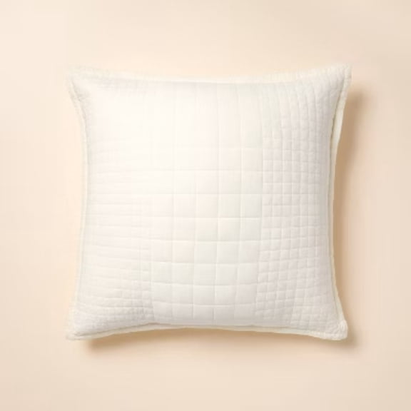 26"x26" Quilt Euro Square Throw Pillow Sour Cream