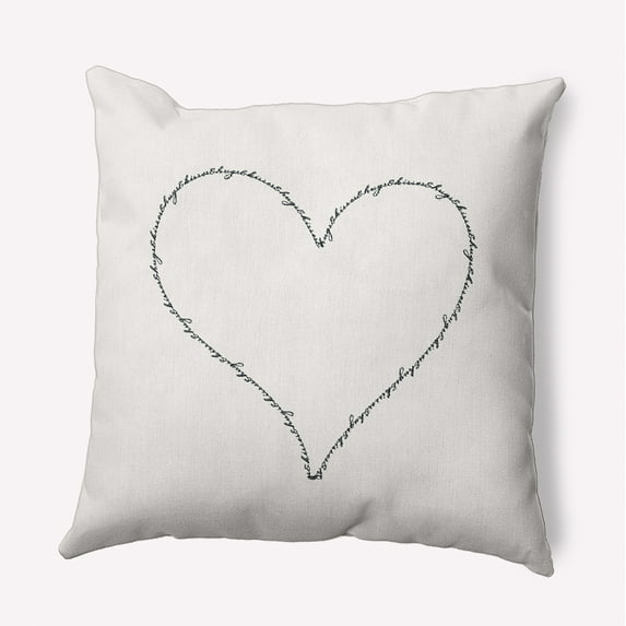 26"x26" Simply Daisy Hugs & Kisses Heart Poly Accent Pillow, Black-White Qty 1