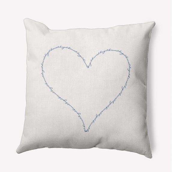 26"x26" Simply Daisy Hugs & Kisses Heart Poly Accent Pillow, Blue Qty 1