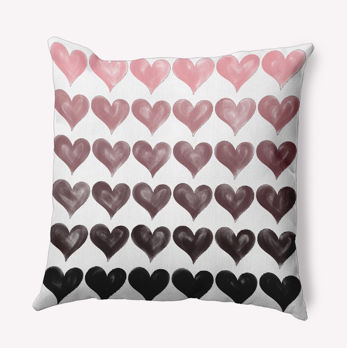 26"x26" Simply Daisy Valentines Colored Hearts Poly Accent Pillow, Pink-Black Qty 1