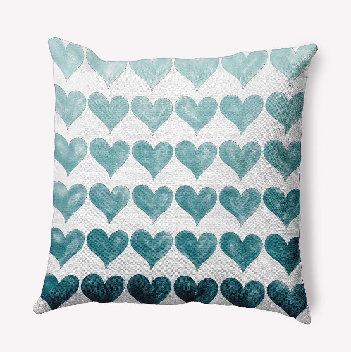 26"x26" Simply Daisy Valentines Colored Hearts Poly Accent Pillow, Teal Qty 1