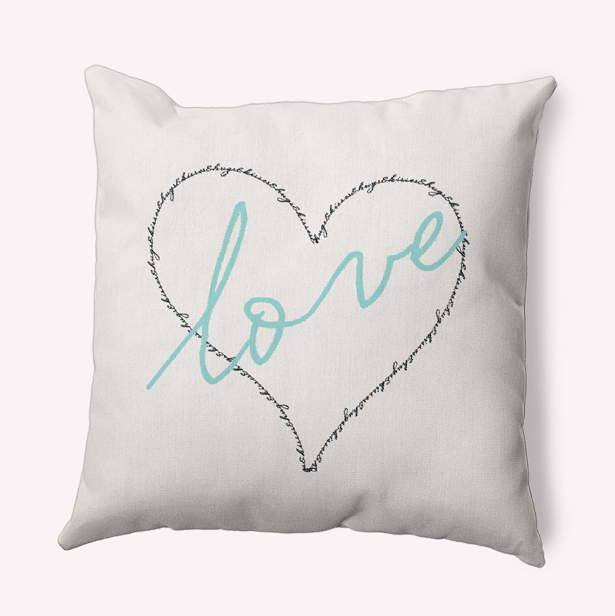 26"x26" Simply Daisy Valentines Love with Hugs & Kisses Poly Accent Pillow, Blue Qty 1