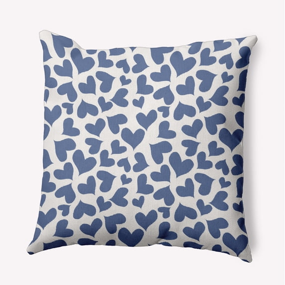 26"x26" Simply Daisy Valentines Patterned Hearts Poly Accent Pillow, Blue Qty 1