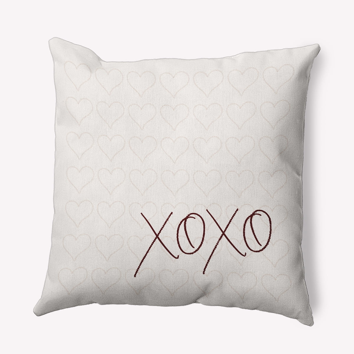 26"x26" Simply Daisy Valentines XOXO with Hearts Poly Accent Pillow, Maroon Qty 1
