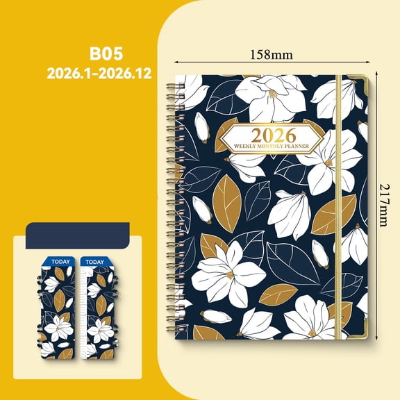 26-year English schedule A5 planner with dividers, work planning, check-in, English spiral notebook paper