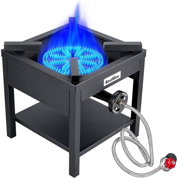 260,000 BTU Outdoor Propane Gas Stove with 020 PSI Adjustable Regulator and Steel-Braided Hose