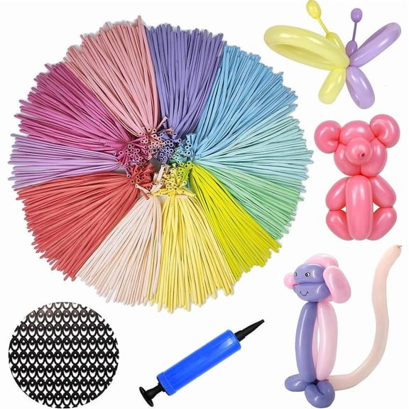 260 Balloons Pack of 100, Premium Long Latex Twisting Balloons for Birthday Wedding Festival Party Pastel Color Pack of 100
