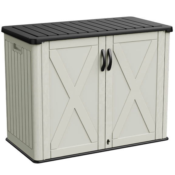 260 Gal Outdoor Trash Can Storage Shed, Horizontal Outdoor Storage Cabinet, Waterproof for Garden, Pool Storage, Garbage Cans