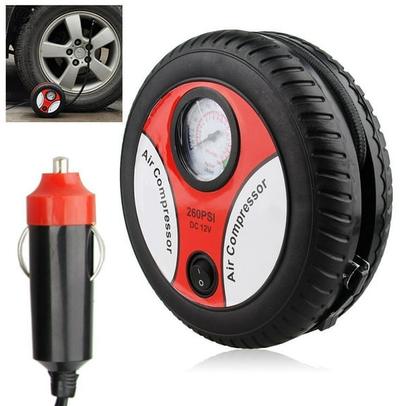 Supvox Black Portable Air Compressor for Car Tire Inflation with Easy Pressure Scale