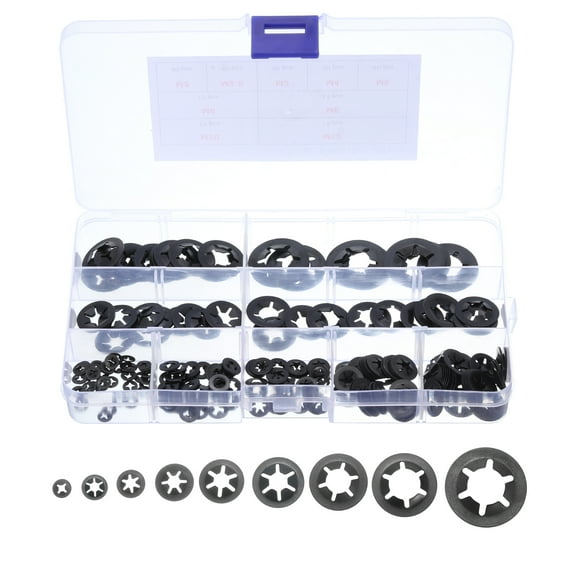 260 Packs Internal Tooth Star Lock Washers Set M2 M2.5 M3 M4 M5 M6 M8 M10 M12, 65Mn Steel Starlock Push Nuts