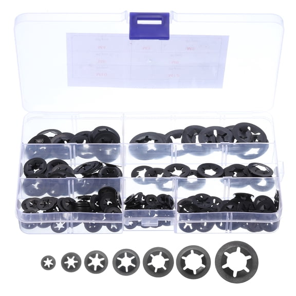 260 Packs Internal Tooth Star Lock Washers Set M3 M4 M5 M6 M8 M10 M12, 65Mn Steel Starlock Push Nuts