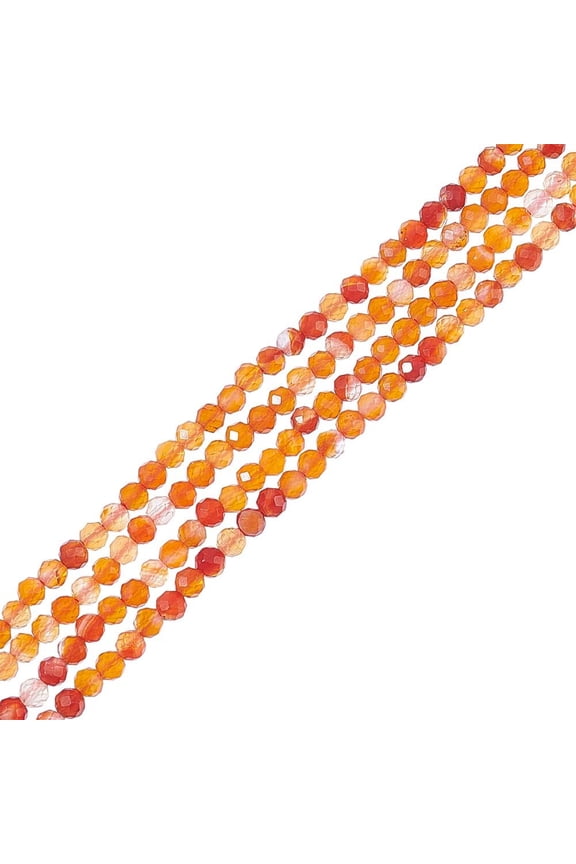 260 Pcs 3mm Micro Faceted Gemstone Beads Natural Carnelian Beads Natural Stone Beads Curtain Beads Loose Beads for Necklace Bracelet Jewelry Making Hole: 0.8mm