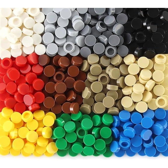 260 Piece Building Tile Bulk, Round 1x1, Compatible with Lego Parts and Pieces: (Color:Green)