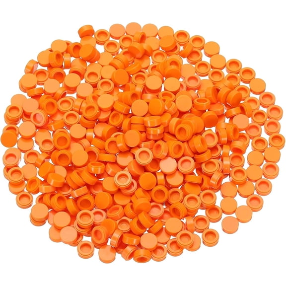 260 Piece Building Tile Bulk, Round 1x1, Compatible with Lego Parts and Pieces: (Color:Orange)