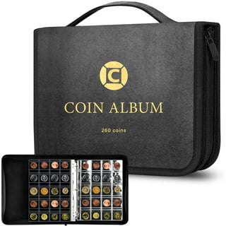 Pluokvzr 120 Pockets Coin Storage Album Coin Collection Holders Book for  Collectors Gifts Supplies Black 