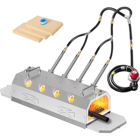 2600°F Propane Gas Forge with Double Doors – Large-Capacity Stainless Steel Blacksmithing and Knife-Making Equipment, Portable Farrier Tool, Gas Welding Forge Kit (Four Burners)