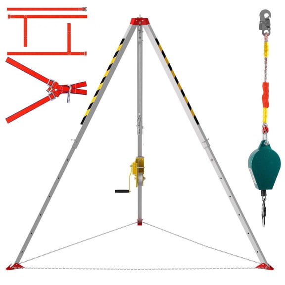 2600 Lbs Tripod Kit,Confined Space Tripod Kit With Fall Protection System,Adjustable Leg Bracket And Wire Rope,Rescue Tripod For Emergency Rescue Operations