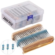 2600 PCS 130 Values Resistor Kit, 1 Ohm-3M Ohm Resistor Assortment Kit, 1/4W Metal Film Fixed Electrical Resistors Set Assortment Resistance